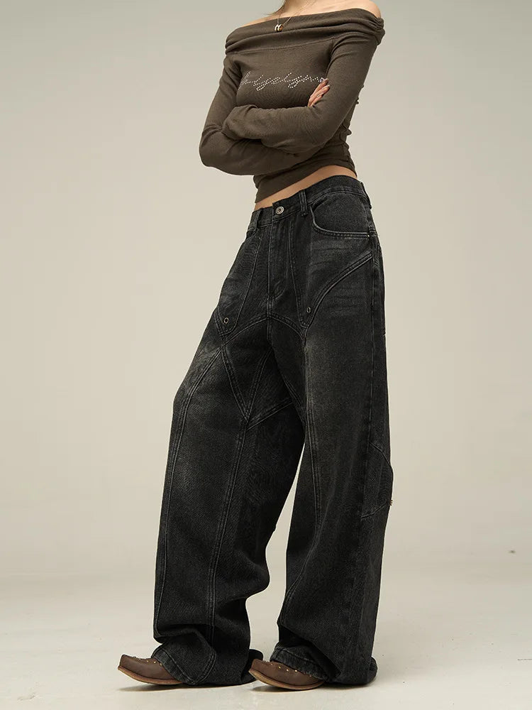 Baggy Jeans Men American Style Personality Vintage Wide Leg Trousers All-match Washed Fashion Streetwear Handsome Cool Pantalone