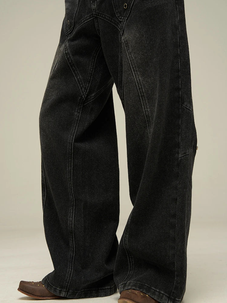 Baggy Jeans Men American Style Personality Vintage Wide Leg Trousers All-match Washed Fashion Streetwear Handsome Cool Pantalone