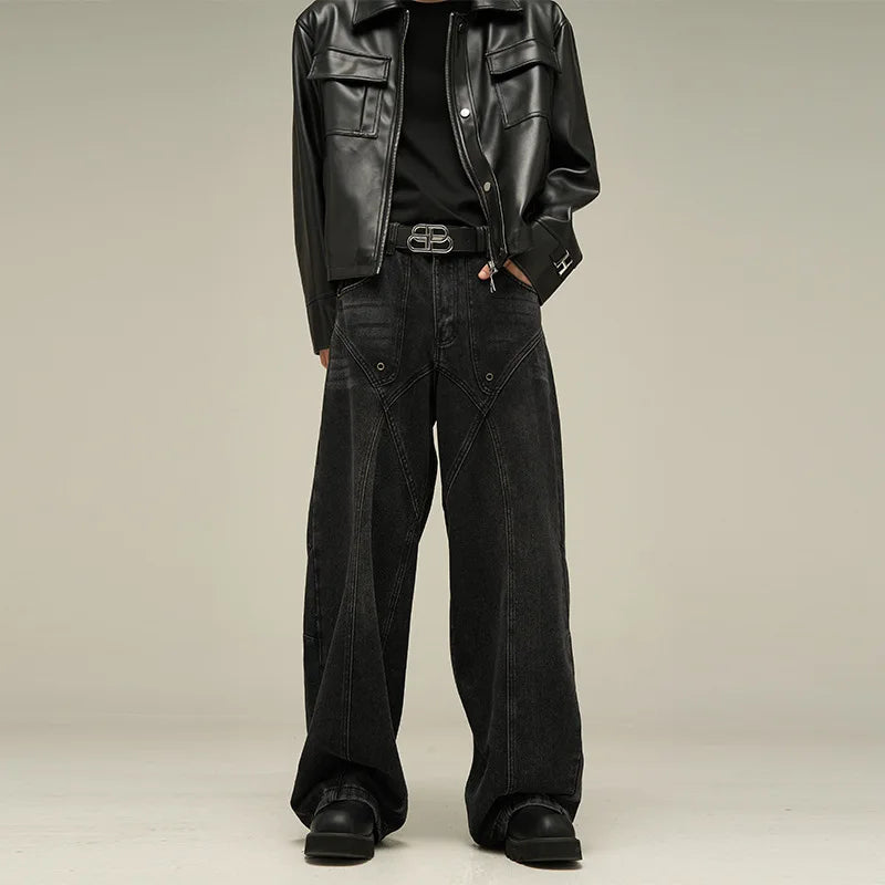 Baggy Jeans Men American Style Personality Vintage Wide Leg Trousers All-match Washed Fashion Streetwear Handsome Cool Pantalone