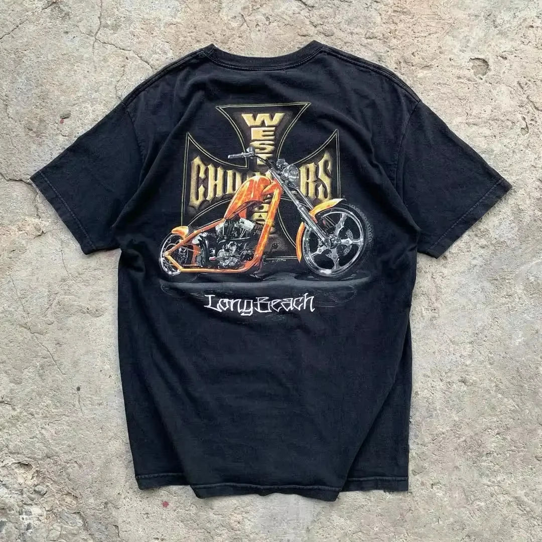 2026 new New trendy and popular streetwear with printed designs short-sleeved retro high street clothing, loose T-shirt