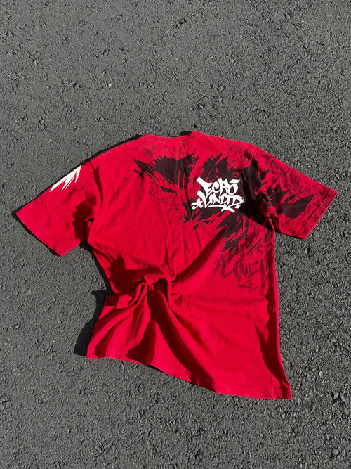 Red Y2K Vintage Oversized T-Shirt for Men Women Unisex Couple Streetwear Casual Cotton Tee Graphic Print Loose Fit Summer Top
