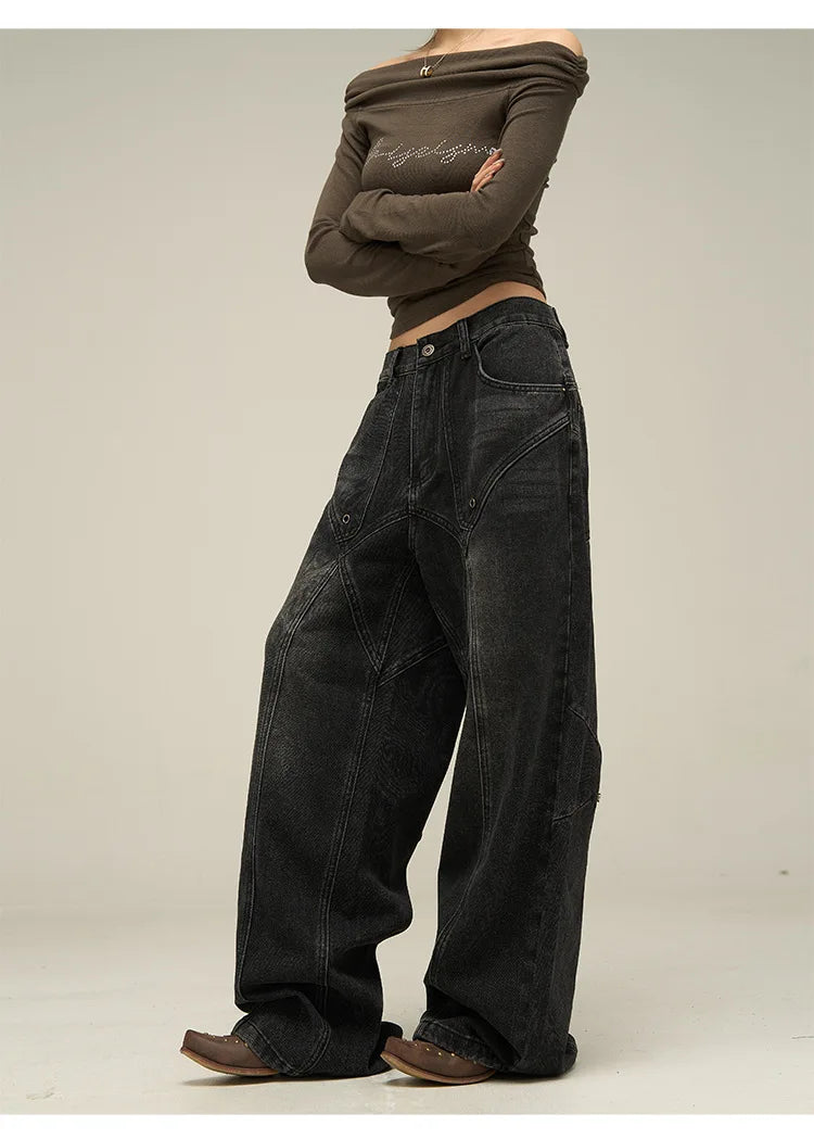Baggy Jeans Men American Style Personality Vintage Wide Leg Trousers All-match Washed Fashion Streetwear Handsome Cool Pantalone