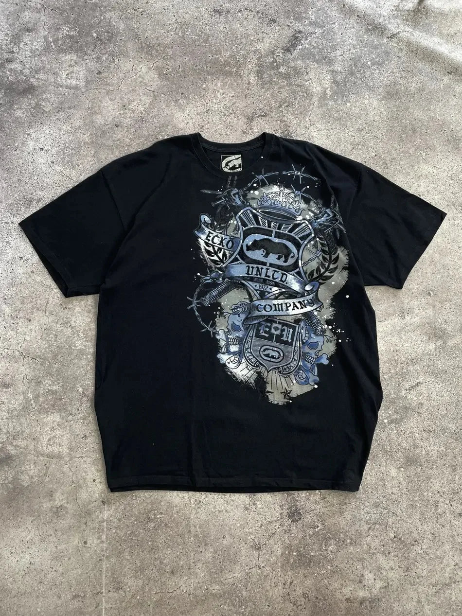 Red Y2K Vintage Oversized T-Shirt for Men Women Unisex Couple Streetwear Casual Cotton Tee Graphic Print Loose Fit Summer Top