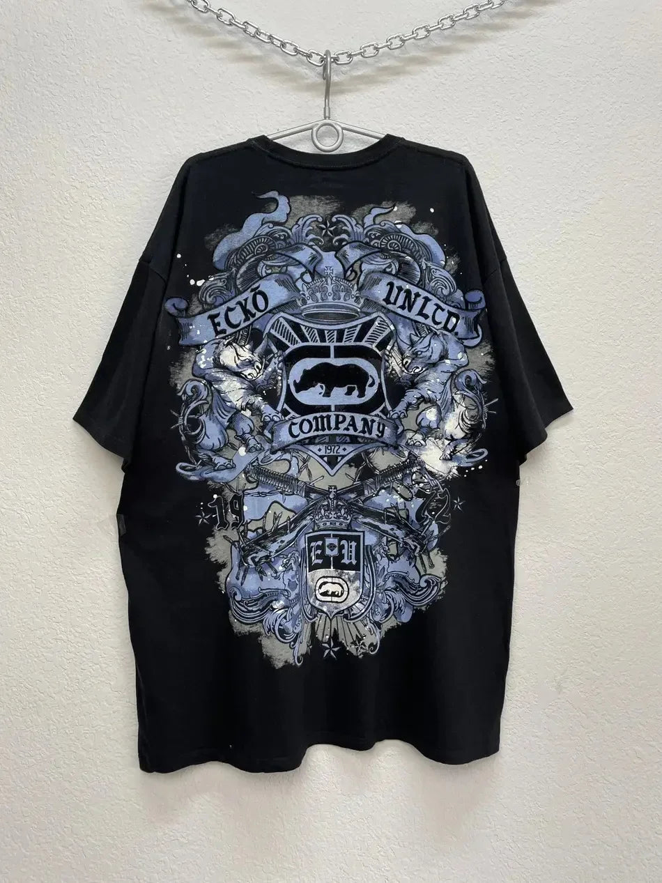 Red Y2K Vintage Oversized T-Shirt for Men Women Unisex Couple Streetwear Casual Cotton Tee Graphic Print Loose Fit Summer Top