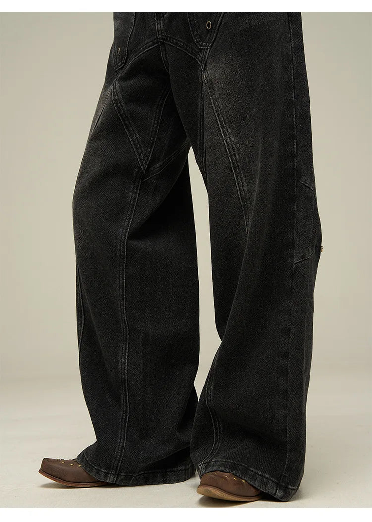 Baggy Jeans Men American Style Personality Vintage Wide Leg Trousers All-match Washed Fashion Streetwear Handsome Cool Pantalone