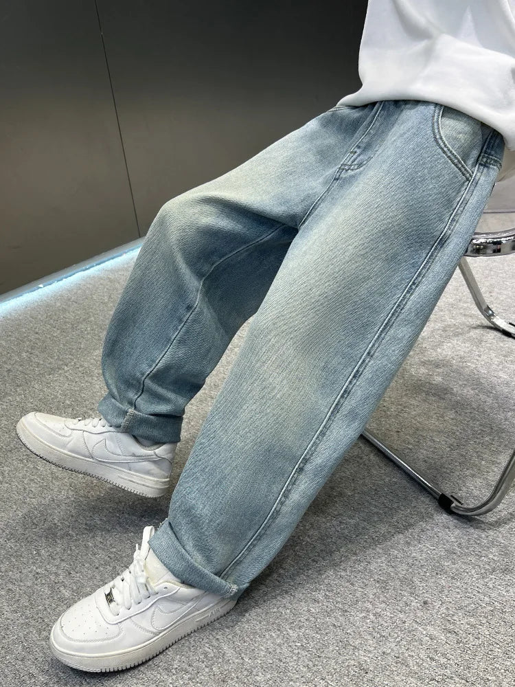 Teenage Boys Baggy Jeans Casual Loose Style Cartoon Denim Pants Straight Fit Elegant Child Jeans Trousers New Design Kids